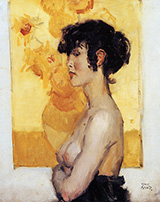 Woman before "Sunflowers" by Van Gogh 1917 By Isaac Israels