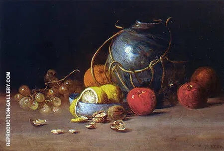Still Life with Ginger Jar Fruit and Nuts By Charles E Porter
