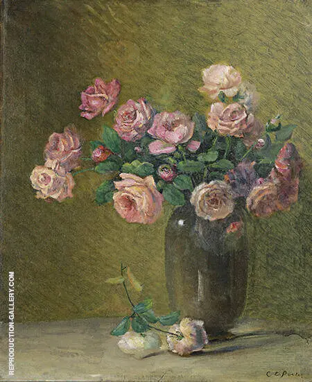Pink Roses on a Table By Charles E Porter