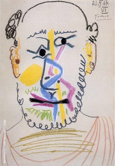 Head of a Bearded Man 1964 by Pablo Picasso | Oil Painting Reproduction