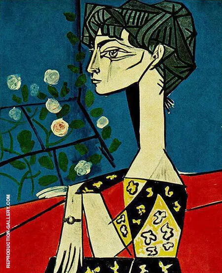 Jacqueline with flowers 1954 By Pablo Picasso