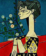 Jacqueline with flowers 1954 By Pablo Picasso