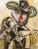 Paternite Man with Flute and Child 1971 By Pablo Picasso