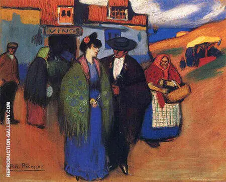 Spanish Couple in Front of an Inn 1900 By Pablo Picasso