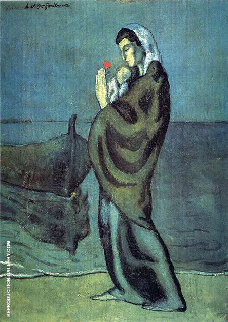 Mother and Child on the Seashore 1902 By Pablo Picasso