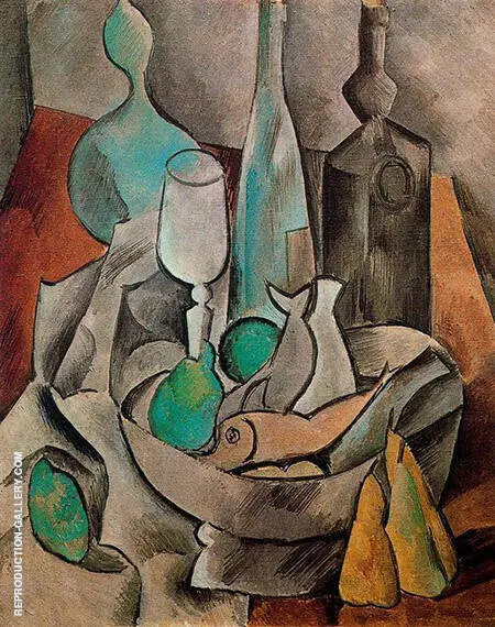 Still Life with Fishes and Bottles 1909 By Pablo Picasso