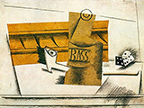 Pipe Bottle of Bass Dice 1914 By Pablo Picasso