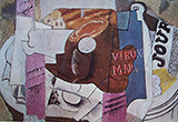Ham Glass Bottle of Vieux Marc Newspaper 1914 By Pablo Picasso