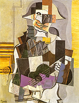 Harlequin Playing at a Guitar 1918 By Pablo Picasso