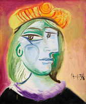 Woman with a Beret, Red-Orange 1938 By Pablo Picasso