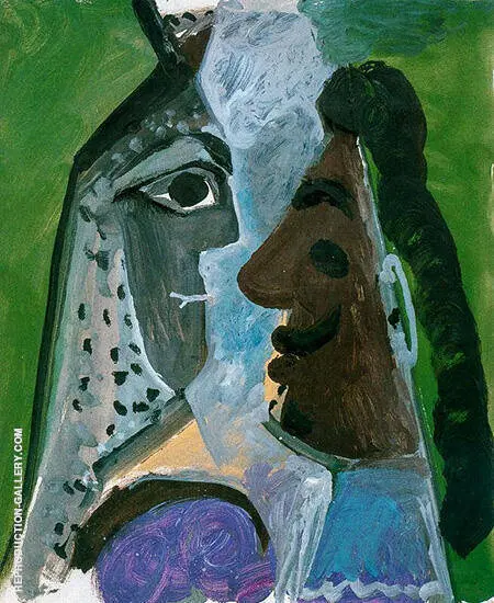 Head of a Woman and Head of a man 1967 By Pablo Picasso
