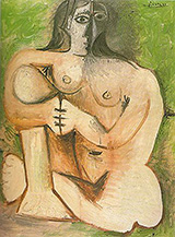 Seated Nude Against Green Background 1960 By Pablo Picasso