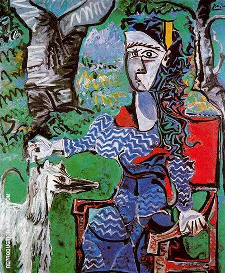Woman and Dog Under a Tree 1962 By Pablo Picasso