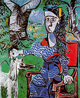 Woman and Dog Under a Tree 1962 By Pablo Picasso