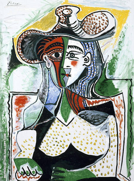 Woman with Big Hat 1962 by Pablo Picasso | Oil Painting Reproduction