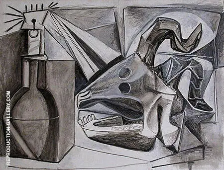 Goat Skull Bottle and Candle 1952 By Pablo Picasso