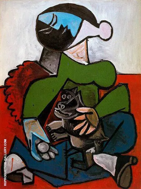 Seated Woman with Dog 1953 By Pablo Picasso