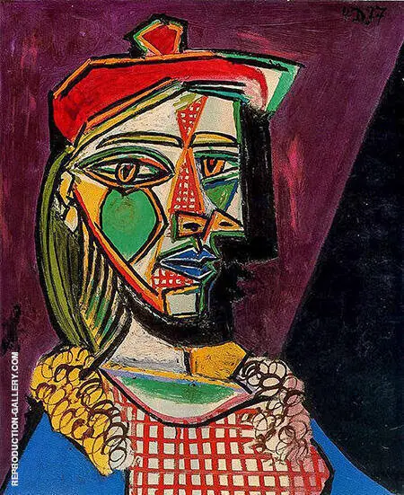 Woman with Cap and Checked Dress 1937 By Pablo Picasso