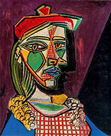 Woman with Cap and Checked Dress 1937 By Pablo Picasso