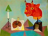 Still Life with Red Bulls Head 1938 By Pablo Picasso