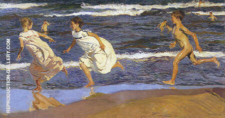 Running on the Beach 1908 by Joaquin Sorolla | Oil Painting Reproduction