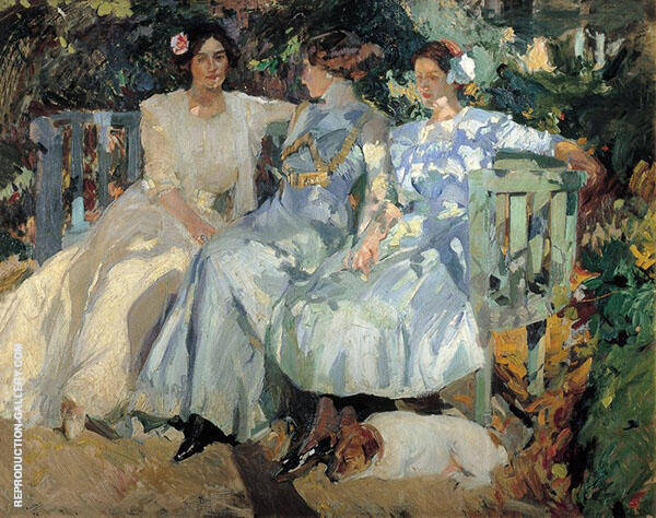 My Wife and Daughters in the Garden 1910 | Oil Painting Reproduction