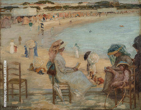 On the Beach Royan c1908 by Rupert Bunny | Oil Painting Reproduction