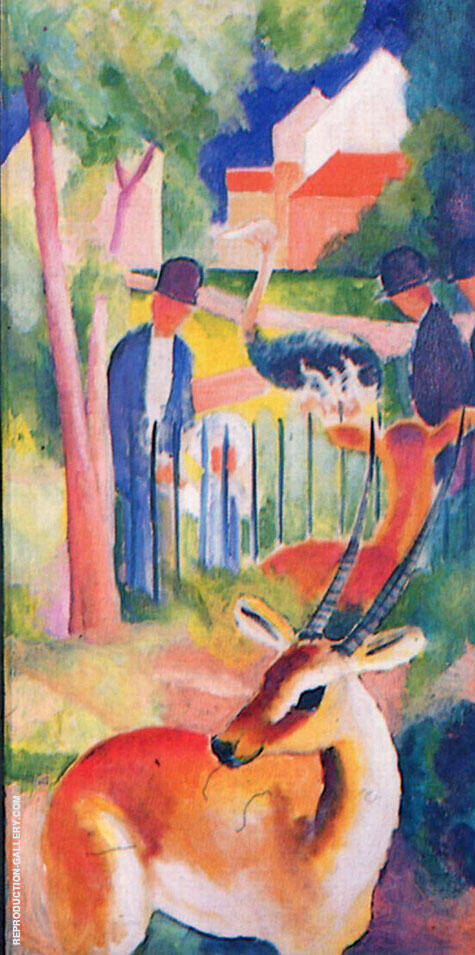 Big Zoo Triptych Panel 3 by August Macke | Oil Painting Reproduction