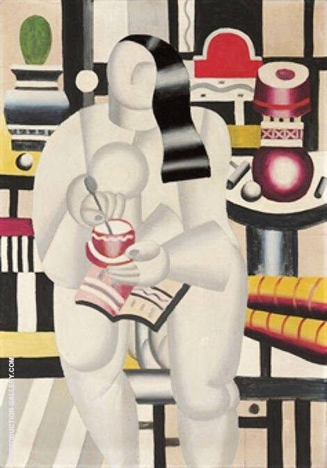 Woman with Cup of Tea by Fernand Leger | Oil Painting Reproduction