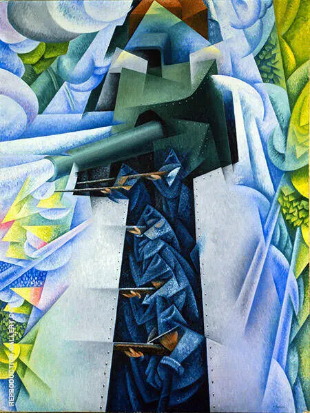 Armored Train in Action By Gino Severini