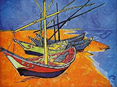 Boats at Les Saintes Maries 1888 By Vincent van Gogh