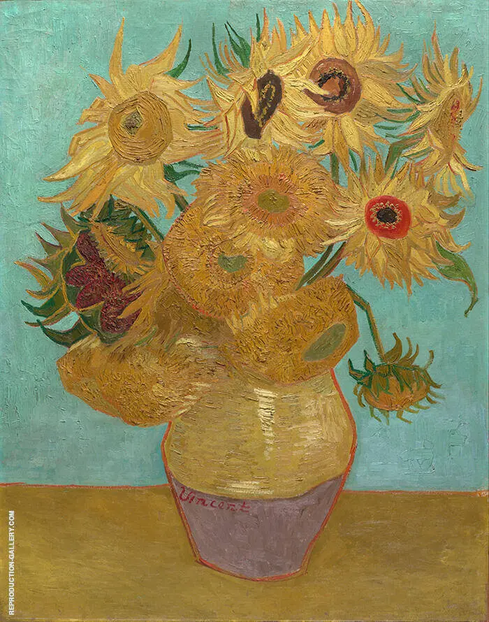 Vase with Twelve Sunflowers c1889 By Vincent van Gogh