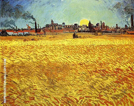 Wheat Field at Sunset 1889 By Vincent van Gogh