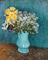 Vase with Lilacs Daisies and Anemones By Vincent van Gogh