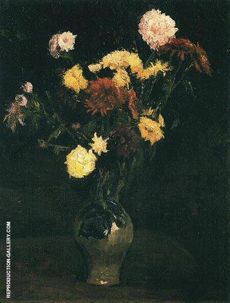 Vase with Carnations and Zinnias | Oil Painting Reproduction