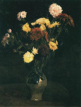 Vase with Carnations and Zinnias By Vincent van Gogh