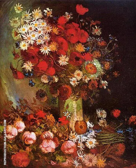 Vase with Poppies Cornflowers Peonies and Chrysanthemums By Vincent van Gogh