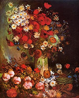 Vase with Poppies Cornflowers Peonies and Chrysanthemums By Vincent van Gogh
