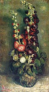 Vase with Hollyhocks By Vincent van Gogh