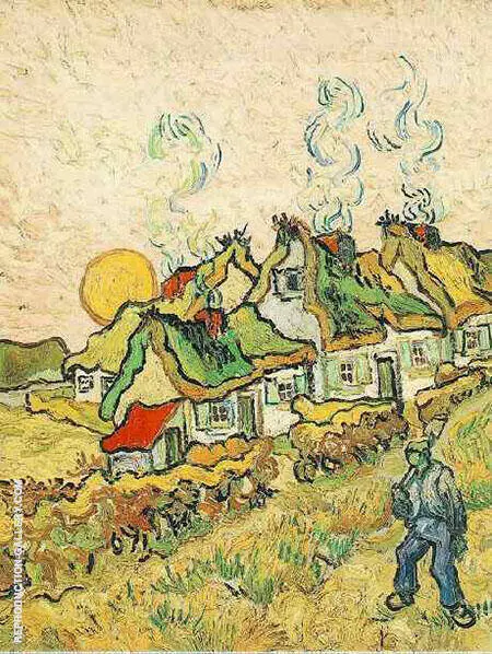 Thatched Cottages in the Sunshine Reminiscence of the North February By Vincent van Gogh