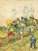 Thatched Cottages in the Sunshine Reminiscence of the North February By Vincent van Gogh