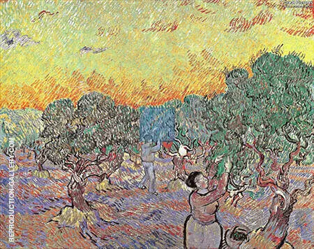 Olive Grove with Two Olive Pickers December 1889 By Vincent van Gogh