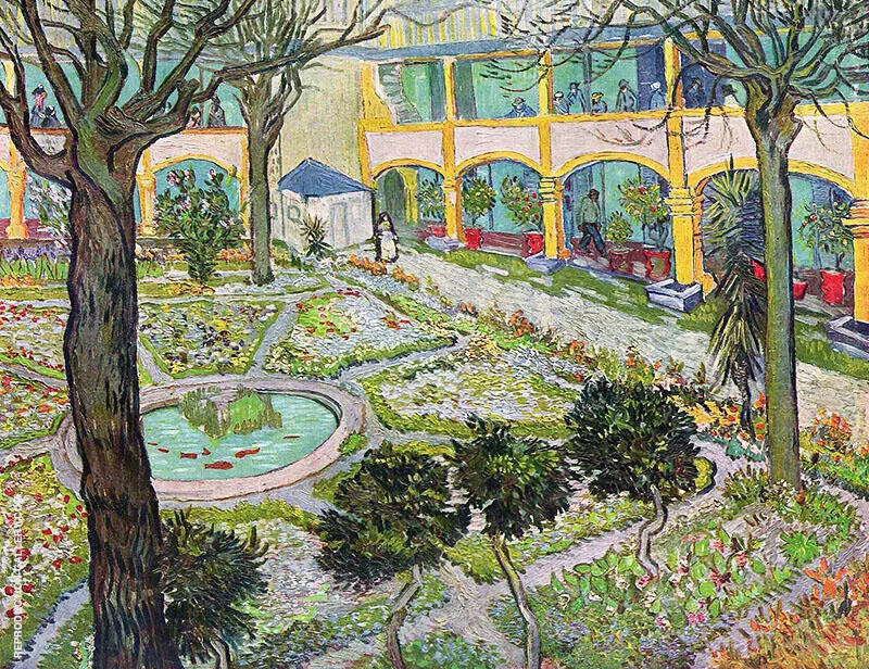 Courtyard of the Hospital in Arles By Vincent van Gogh