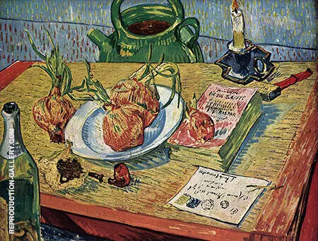 Still Life with Drawing Board Four Onions By Vincent van Gogh