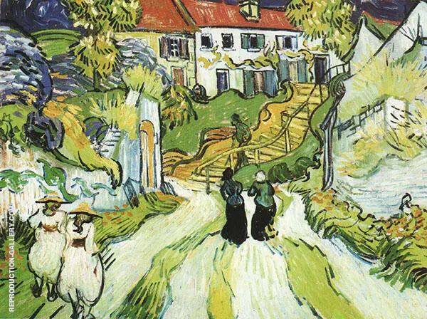 Village Street and Stairs with Figures in Auvers Auvers sur Oise 1890 By Vincent van Gogh