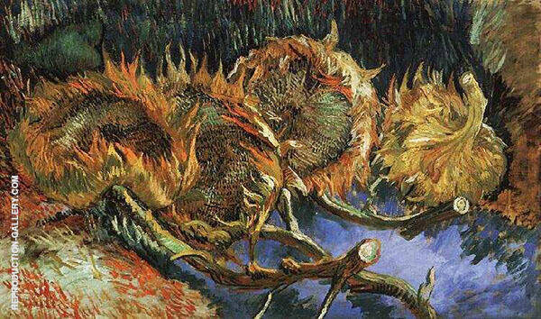 Four Cut Sunflowers by Vincent van Gogh | Oil Painting Reproduction