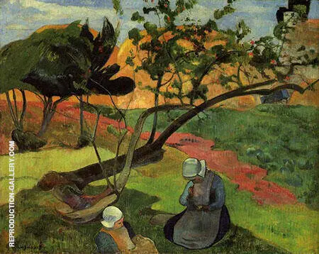 Landscape With Two Breton Women 1889 By Paul Gauguin