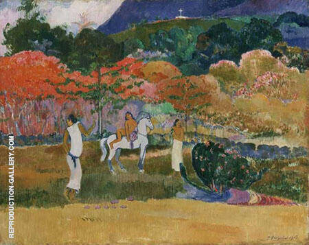 Women and a White Horse 1903 by Paul Gauguin | Oil Painting Reproduction