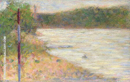 A River Bank 1883 By Georges Seurat