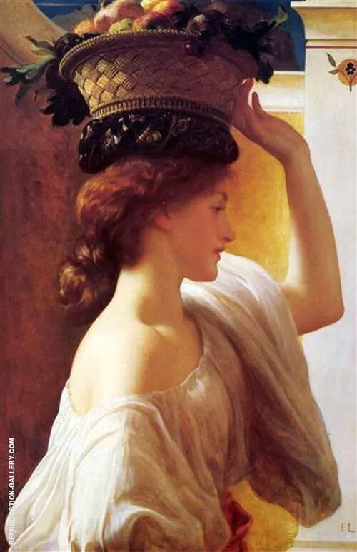 A Girl with a Basket of Fruit c1862 By Frederic Leighton